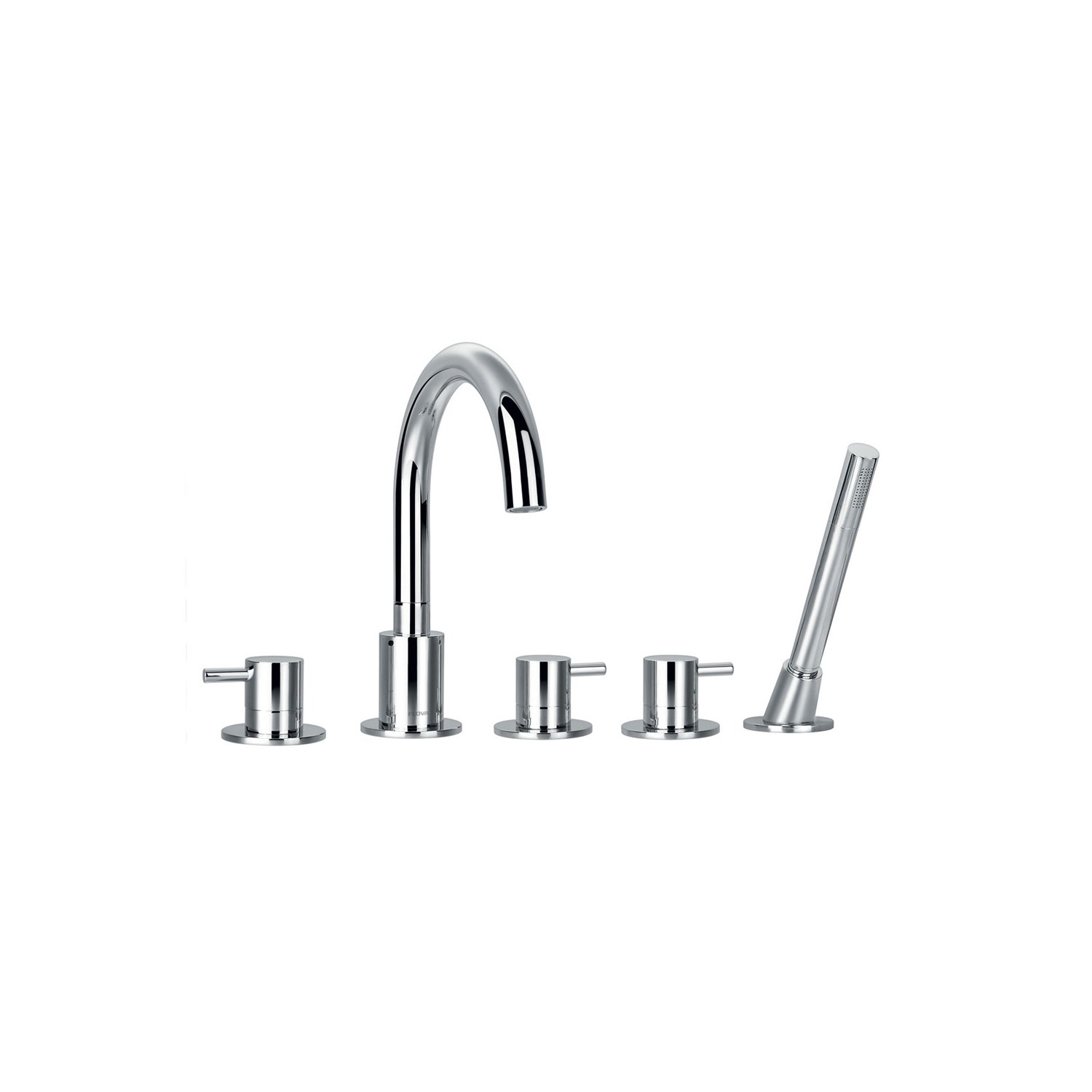 Flova Levo 5 Hole Deck Mounted Bath Shower Mixer with Pull Out Handset ...